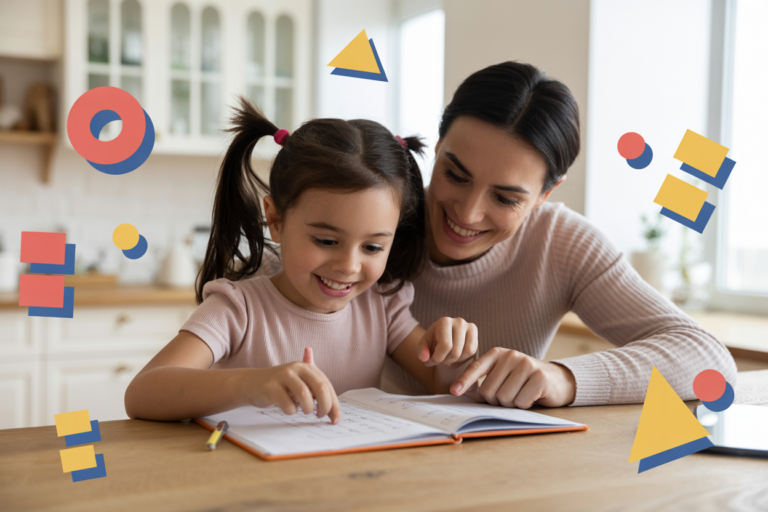 Parent and child working together on math homework in a bright, supportive environment - math homework tears solution